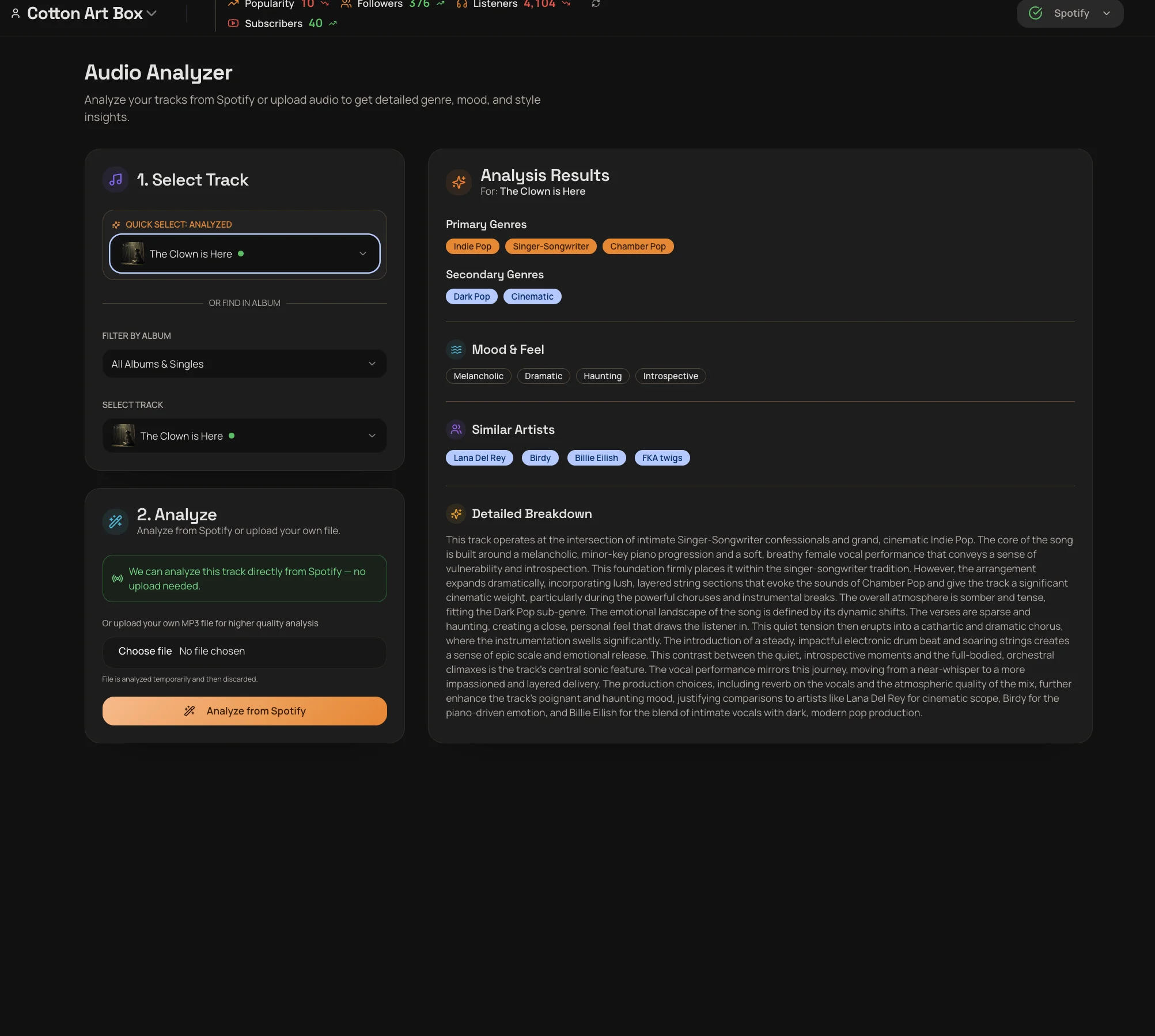 Sonic profile in seconds